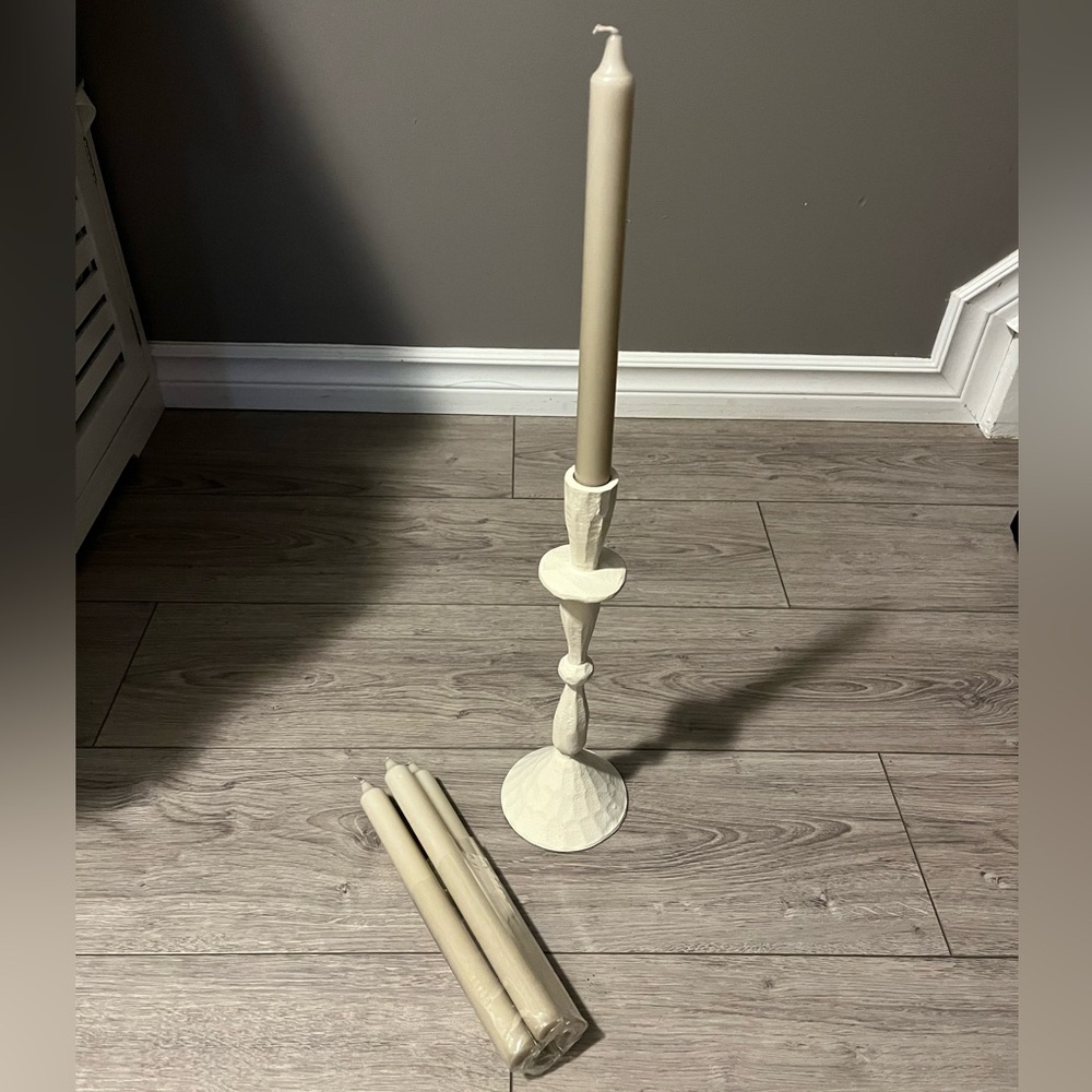 Cream Candle Holder with Candles